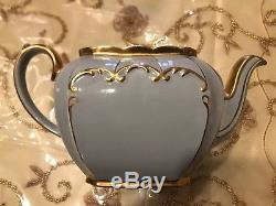 Sadler Blue Tea Set Cube Teapot Sugar Creamer Gold Trim 1922 Vintage