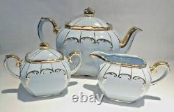 Sadler Cube Blue Teapot with Cream and Sugar Set Tea Set Full Size 1922