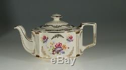 Sadler Rare Oval Teapot with Pink Roses and Gold Gilt, England c. 1940-50