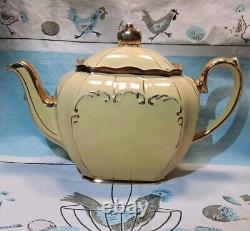 Sadler Yellow Gold Gilded Cube Teapot 1922 Made In England Antique Rare Nice