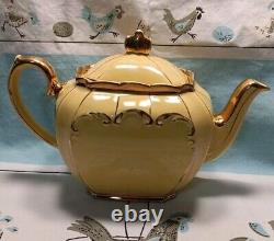Sadler Yellow Gold Gilded Cube Teapot 1922 Made In England Antique Rare Nice