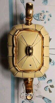 Sadler Yellow Gold Gilded Cube Teapot 1922 Made In England Antique Rare Nice