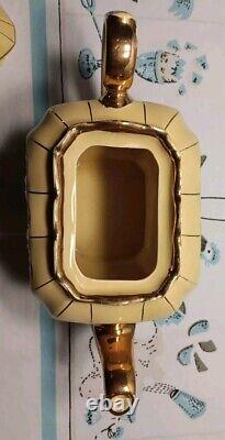 Sadler Yellow Gold Gilded Cube Teapot 1922 Made In England Antique Rare Nice