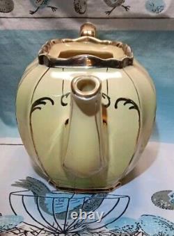 Sadler Yellow Gold Gilded Cube Teapot 1922 Made In England Antique Rare Nice