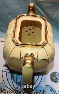 Sadler Yellow Gold Gilded Cube Teapot 1922 Made In England Antique Rare Nice