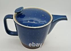 Saikai Japan Tea Set Cobalt Blue Glaze Brown Band Tea Pot & 4 Yunomi Cups