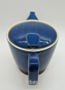 Saikai Japan Tea Set Cobalt Blue Glaze Brown Band Tea Pot & 4 Yunomi Cups