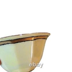 Saxony German Tea Pot Set with service for 6. Acorn adorned 24k gilt over beige