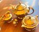 Schlaggenwald Gold China Painted Coffee Teapot Creamer & Sugar. Etc