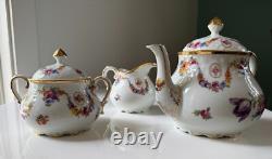 Schumann Bavaria Tea Set Dresdener Art Flowers Teapot, Sugar Bowl & Creamer