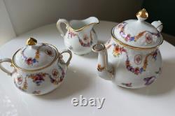 Schumann Bavaria Tea Set Dresdener Art Flowers Teapot, Sugar Bowl & Creamer