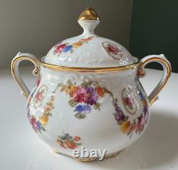 Schumann Bavaria Tea Set Dresdener Art Flowers Teapot, Sugar Bowl & Creamer