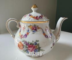 Schumann Bavaria Tea Set Dresdener Art Flowers Teapot, Sugar Bowl & Creamer