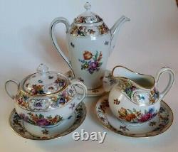 Schumann Dresden Empress Teapot Coffee Set Dresden Flowers Sugar Creamer Saucers