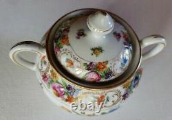 Schumann Dresden Empress Teapot Coffee Set Dresden Flowers Sugar Creamer Saucers