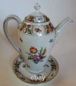 Schumann Dresden Empress Teapot Coffee Set Dresden Flowers Sugar Creamer Saucers