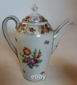 Schumann Dresden Empress Teapot Coffee Set Dresden Flowers Sugar Creamer Saucers