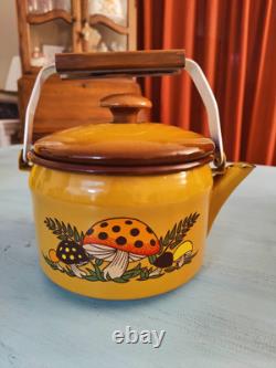 Sears Merry Mushroom Set 10 Pieces Enamelware Coffee Pitcher Tea Kittle Pot Pans