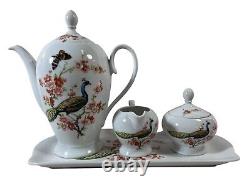Seltmann Weiden Peacock & Butterfly Tea Coffee Set Service Four Teapot Cups