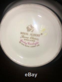 Set Of 3 Royal Albert Lady Carlyle Tea Set Teapot Creamer Sugar Pink Floral EC