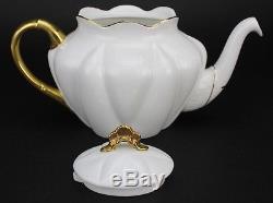 Set Of 4 Shelley England Regency Dainty White Teapot Coffee Creamer Sugar NR TNA