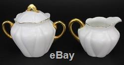 Set Of 4 Shelley England Regency Dainty White Teapot Coffee Creamer Sugar NR TNA