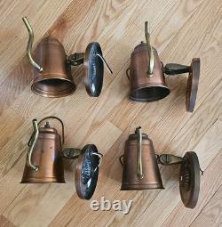 Set Of 4 Vintage Copper and Brass Tea Pot Wall Sconces Light Fixtures