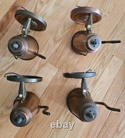 Set Of 4 Vintage Copper and Brass Tea Pot Wall Sconces Light Fixtures