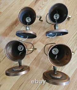 Set Of 4 Vintage Copper and Brass Tea Pot Wall Sconces Light Fixtures