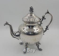 Set Of 6 Birmingham Silver Co. Silver On Copper Tea Coffee Set Warmer Stand Pot