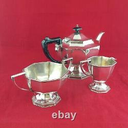 Set Of Silver Plated Tea Pot With Milk Jug & Sugar Bowl 6000 NA