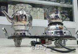 Set Tea Moroccan Handmade Stainless Steel & Wood Teapot Electric Heater Cooking