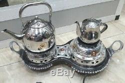 Set Tea Moroccan Handmade Stainless Steel & Wood Teapot Electric Heater Cooking