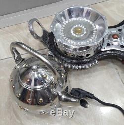 Set Tea Moroccan Handmade Stainless Steel & Wood Teapot Electric Heater Cooking