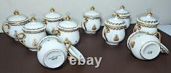 Set of 10 Hand Painted Gloden Napoleonic Bee Pot De Crémes from Limoges France