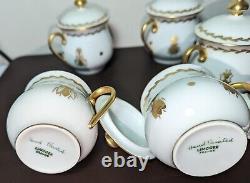 Set of 10 Hand Painted Gloden Napoleonic Bee Pot De Crémes from Limoges France