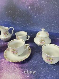 Set of 12 Schwarzenhammer Bavaria West Germany Floral Tea Cup & Saucer & Teapot