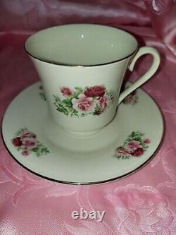 Set of 18 pc Formalities by Baum Bros Victorian Rose Teapot Pink Red Roses Gold