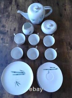 Set of 21 SANGO Japan BAMBOO Plates, Saucer, Creamer & Sugar, Tea Cup, Tea Pot