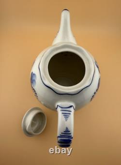 Set of 2 GZHEL Coffee Tea Pots Porcelain Handmade Hand Painted Never Used