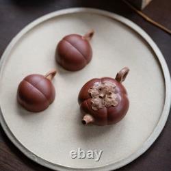 Set of 3pcs chinese Yixing Handmade Zisha teapot Duanclay Persimmon Gongfu cup
