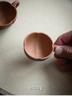 Set of 3pcs chinese Yixing Handmade Zisha teapot Duanclay Persimmon Gongfu cup