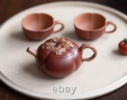 Set of 3pcs chinese Yixing Handmade Zisha teapot Duanclay Persimmon Gongfu cup