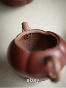 Set of 3pcs chinese Yixing Handmade Zisha teapot Duanclay Persimmon Gongfu cup