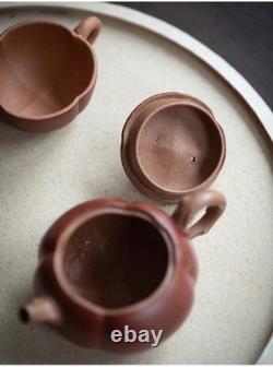 Set of 3pcs chinese Yixing Handmade Zisha teapot Duanclay Persimmon Gongfu cup