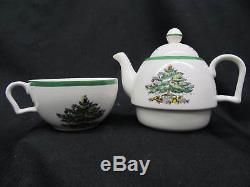 Set of 4 Spode CHRISTMAS TREE Serving Dishes Teapots, 3-Tier Tray, Chip & Dip