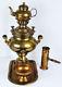 Set Of Antique 1900's Brass Russian Samovar With Tray & Teapot Old Tea Maker