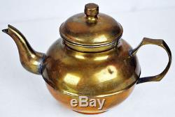 Set of Antique 1900'S Brass Russian Samovar with tray & teapot old tea maker