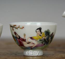 Set of Fine Chinese Famille Rose Enamel Figure Porcelain Teapot and Cup
