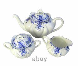 Shelley Dainty Blue Tea Set (Teapot, Creamer & Covered Sugar Bowl)